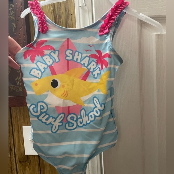 Girls Baby Shark Bathing Suit - Picture 1 of 4